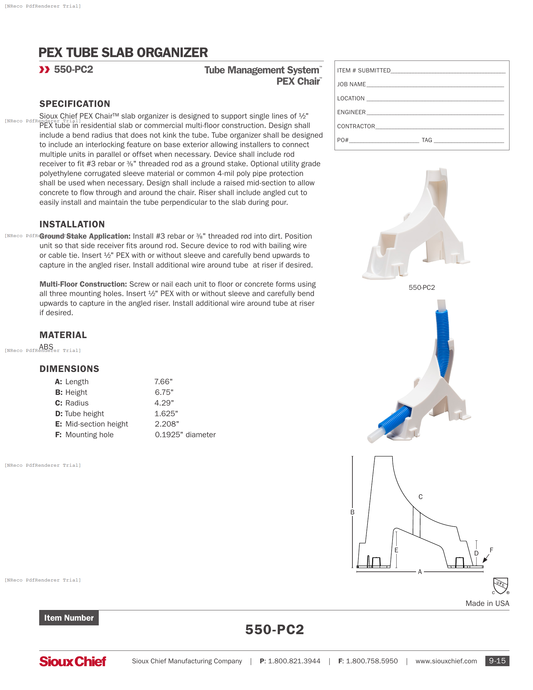 550-PC2 - PEX CHAIR - SPEC SHEET.PDF Specification Document